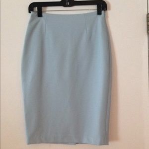 Stylish blue pleather pencil skirt
